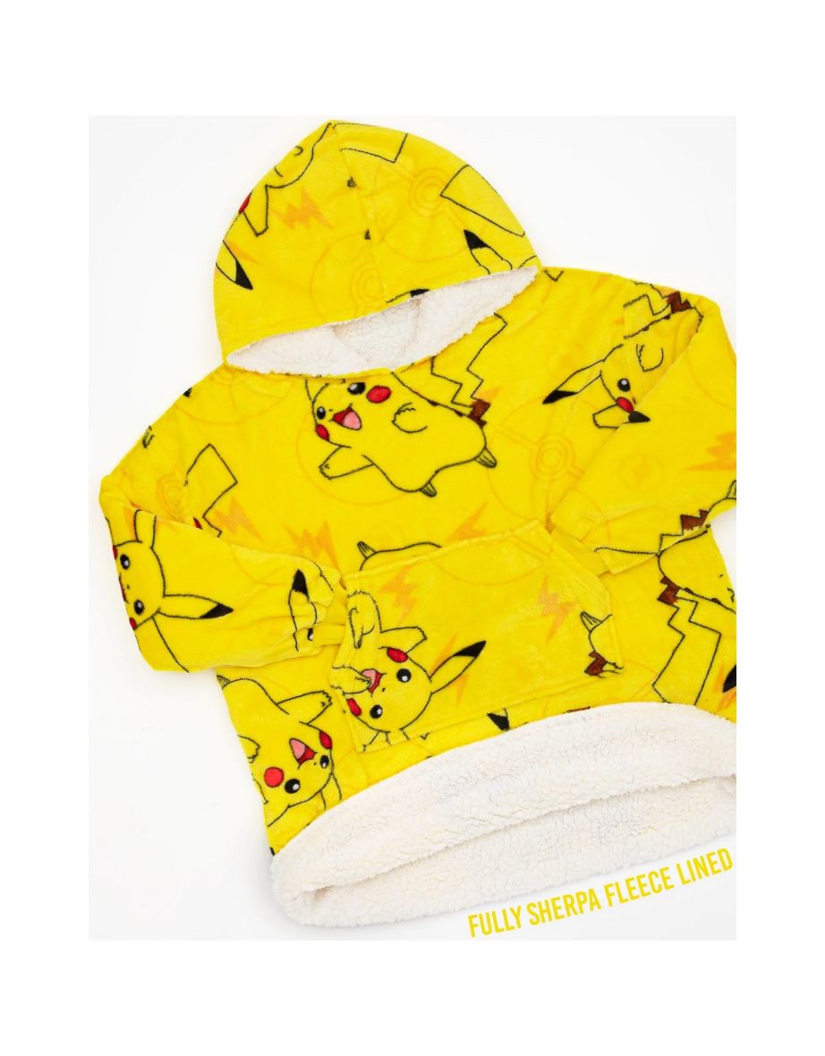 Pokemon Childrens/Kids Pikachu Oversized Hoodie Blanket - Yellow - 3
