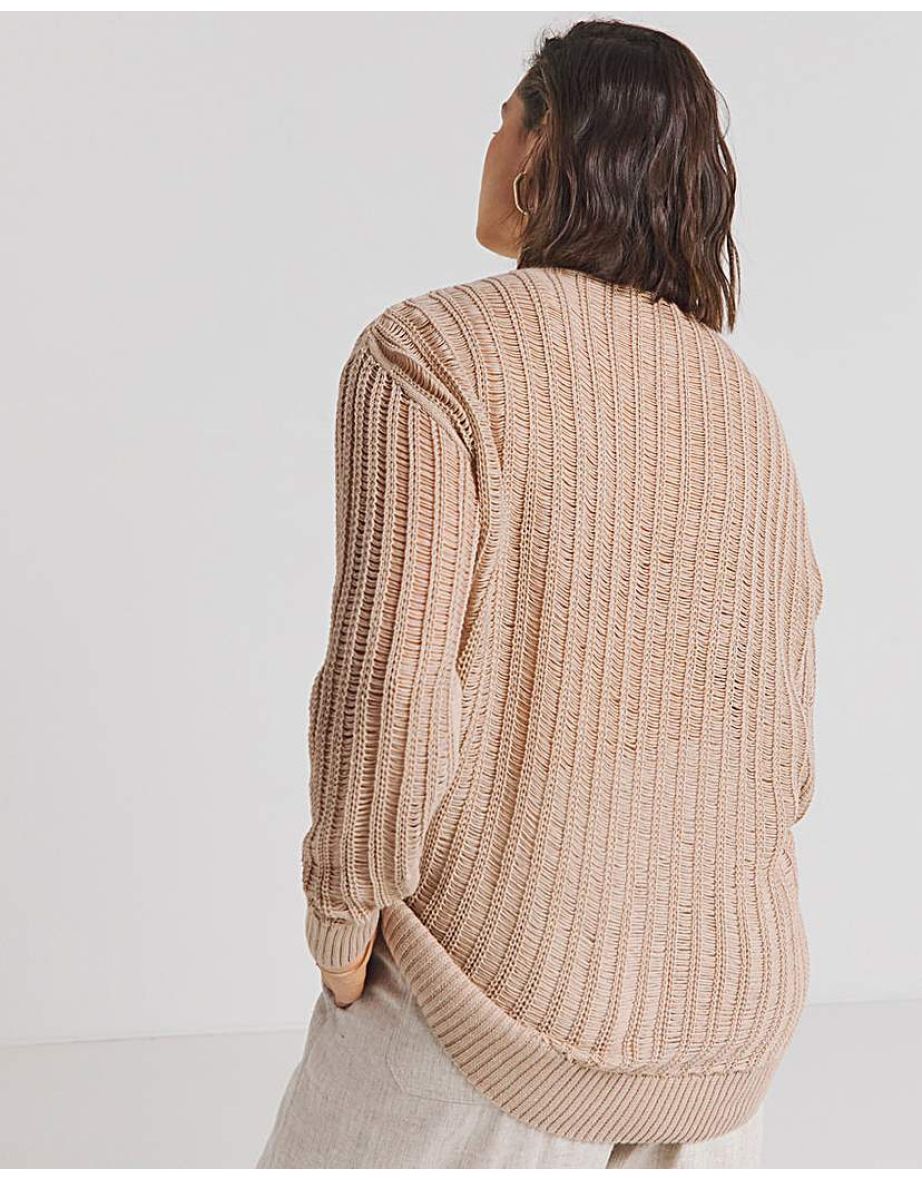 Stone Ladder Stitch Boyfriend Cardigan - 3