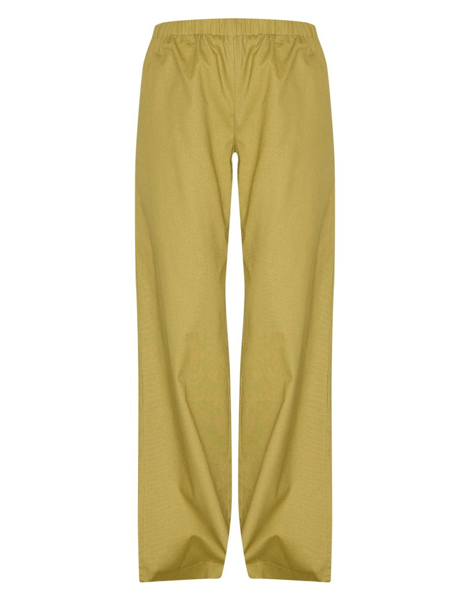 Olive Wide Leg Drawstring Trousers - 4