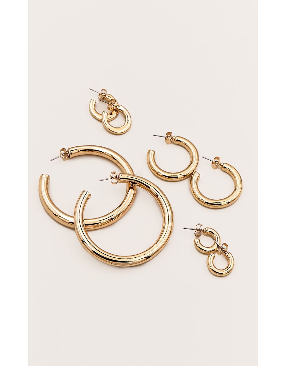 Gold Assorted Multipack Hoop Earrings - 2