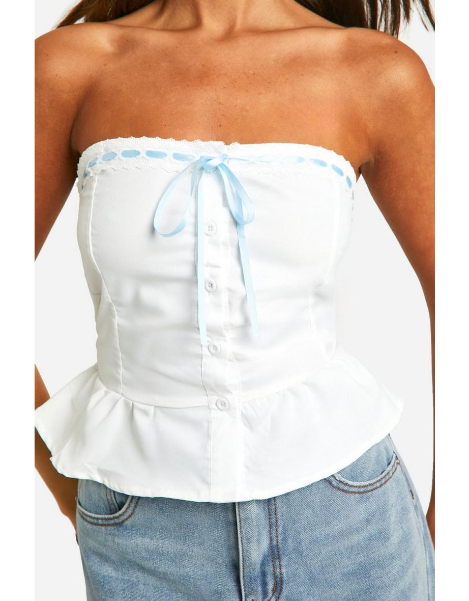 Contrast Lace Bandeau - white - 3