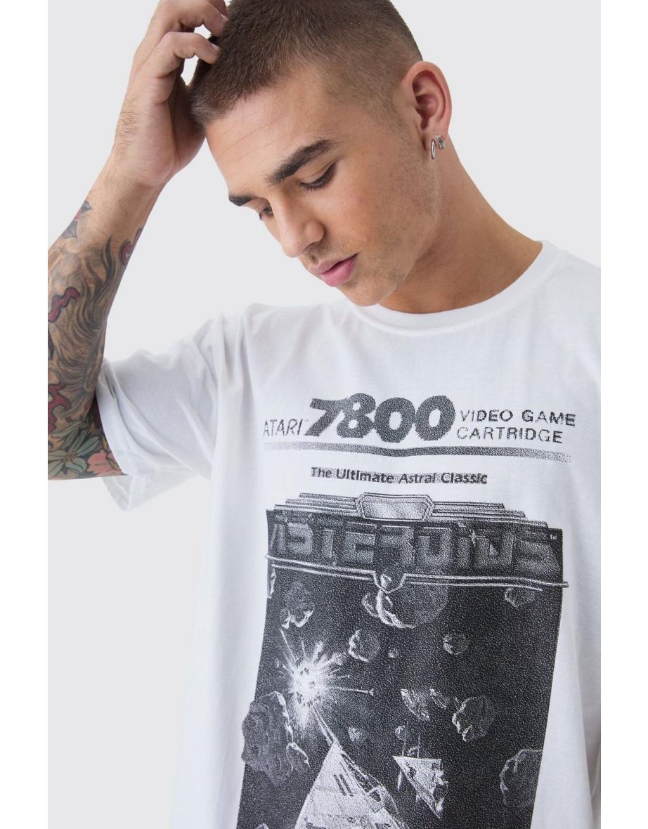 Oversized Vintage Atari License Print T-Shirt - white - 2