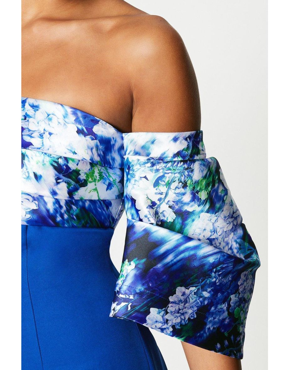Printed Pleat Bardot Dress - 3