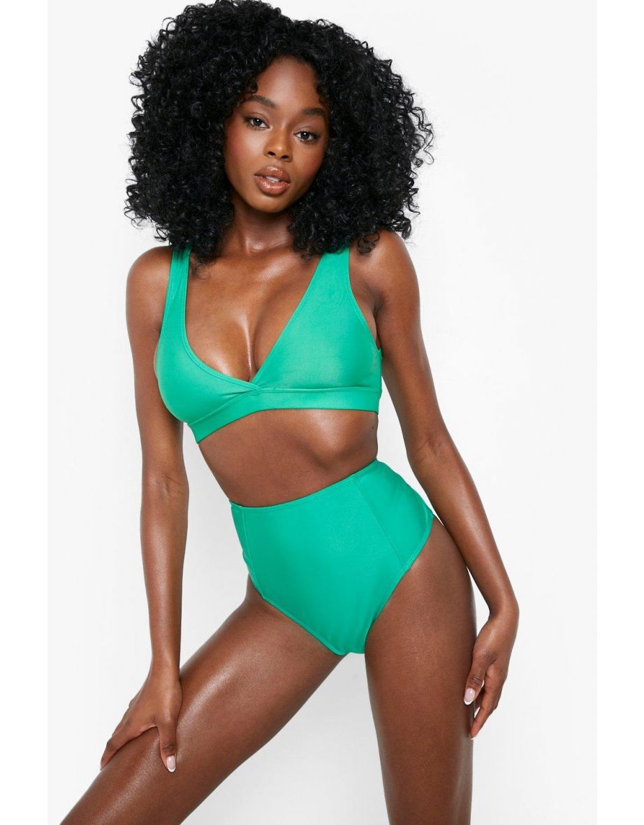 Buy Boohoo Essentials High Leg Thong Bikini Brief In Green