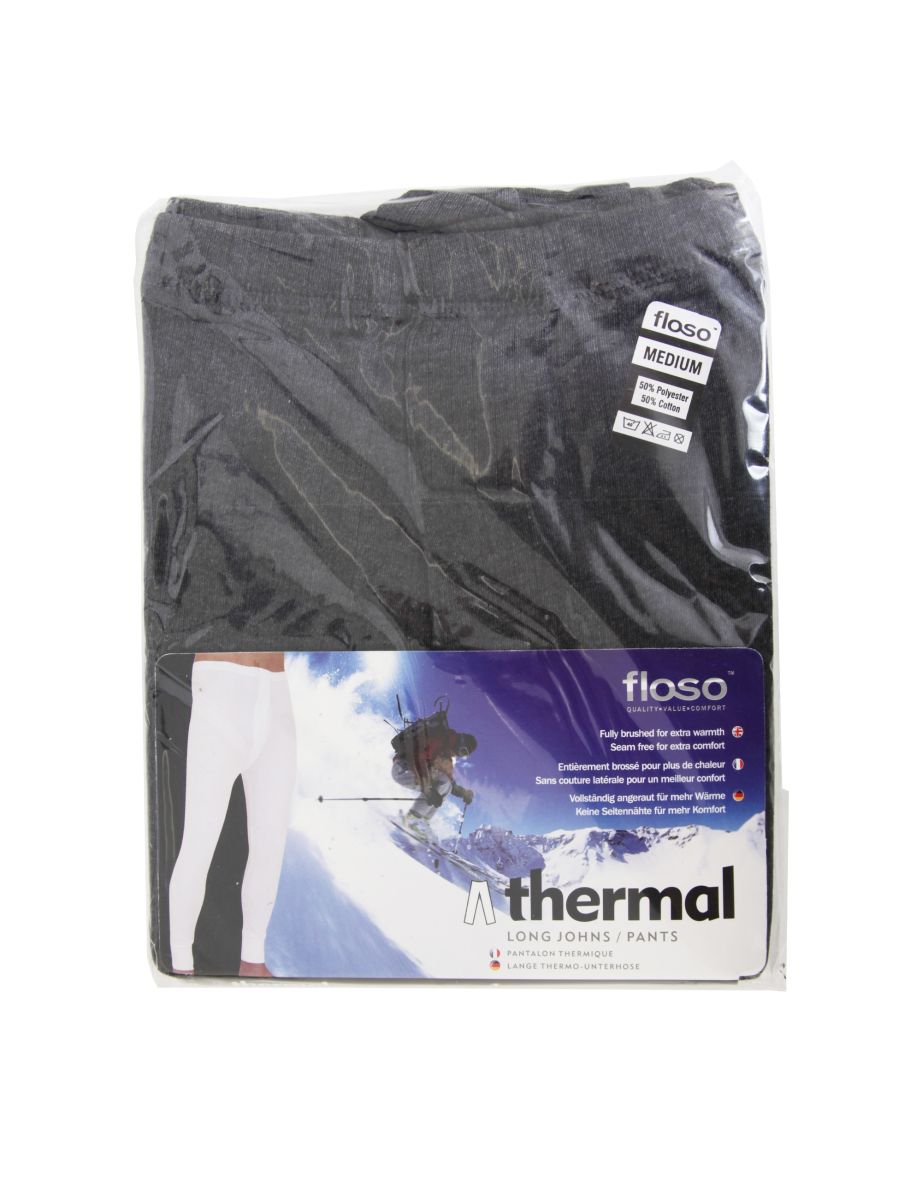 FLOSO Mens Thermal Underwear Long Johns/Pants (Standard Range) - Charcoal - 1