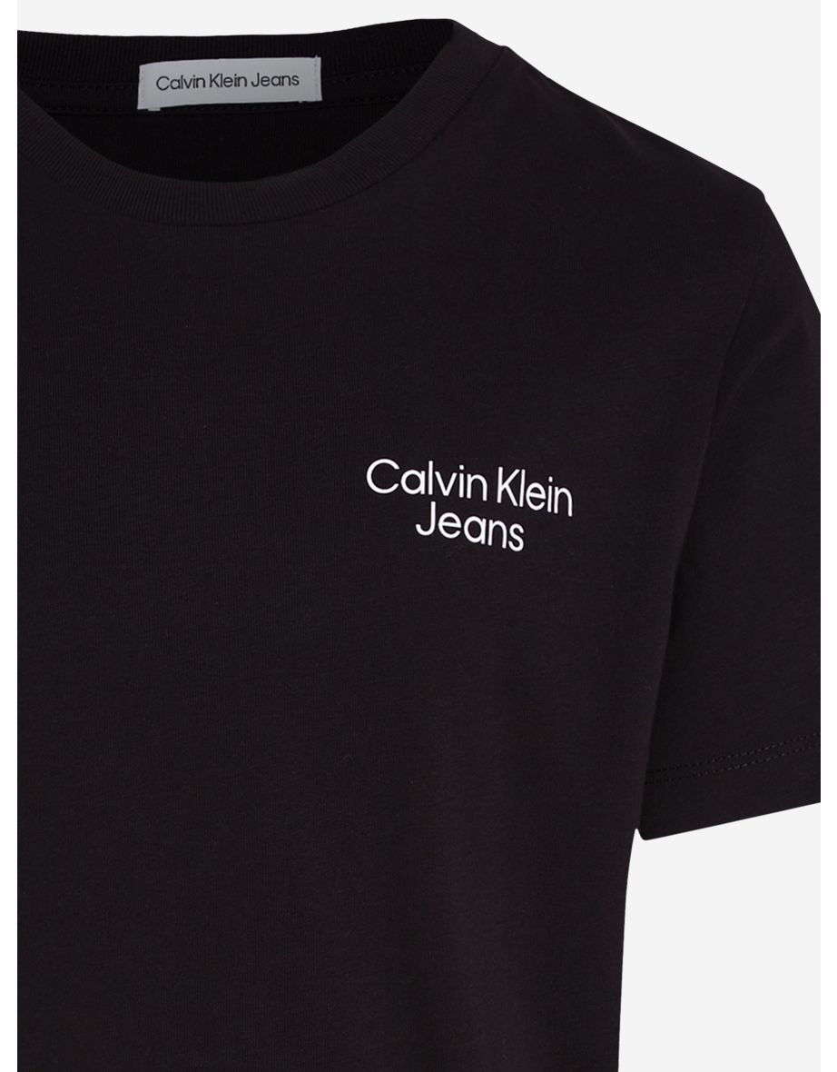 Boys CKJ Stack Logo T-Shirt in Black - 3