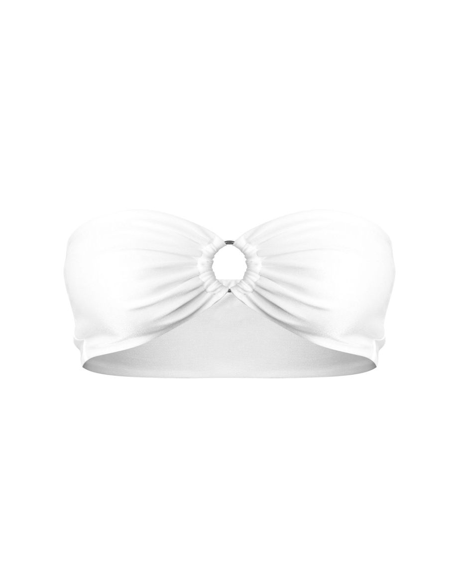 White Bandeau O Ring Bikini Top - 4