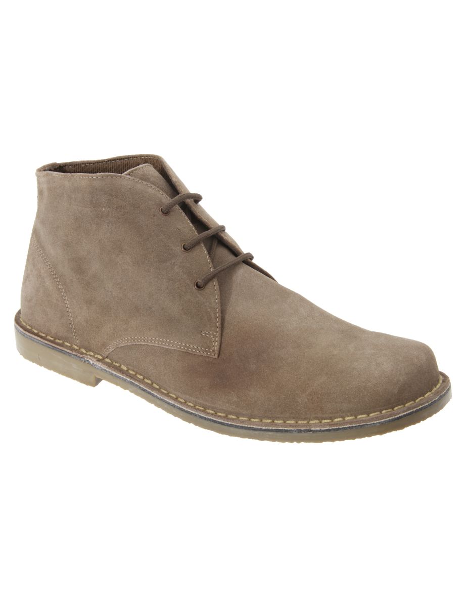 Roamers Mens Real Suede Fulfit Desert Boots - Sand