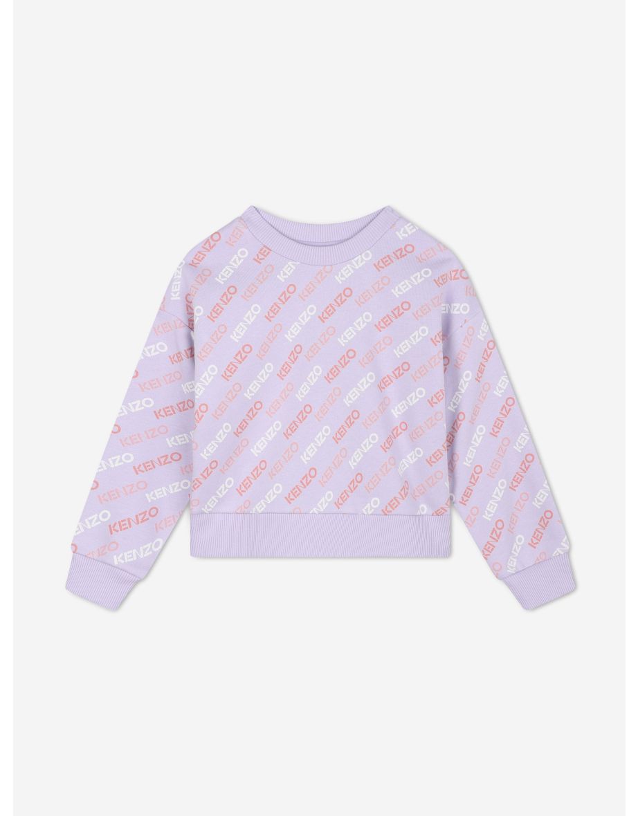 KENZO Girls Logo Print Sweatshirt in Purple