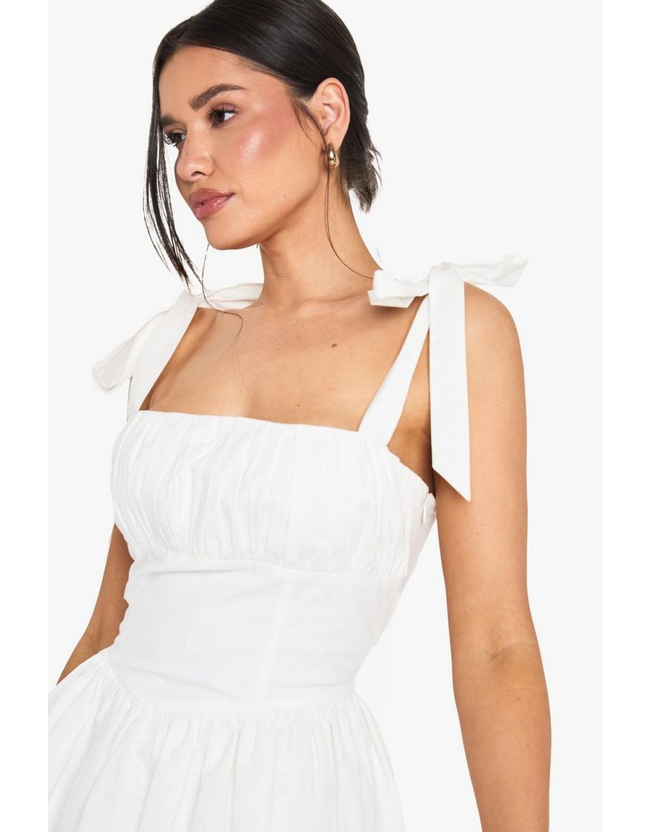 Tall Tie Shoulder Milkmaid Skater Dress - 3