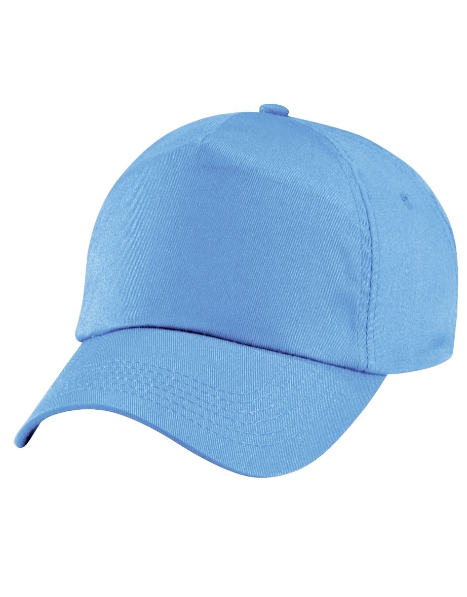 Beechfield Plain Unisex Junior Original 5 Panel Baseball Cap - Sky
