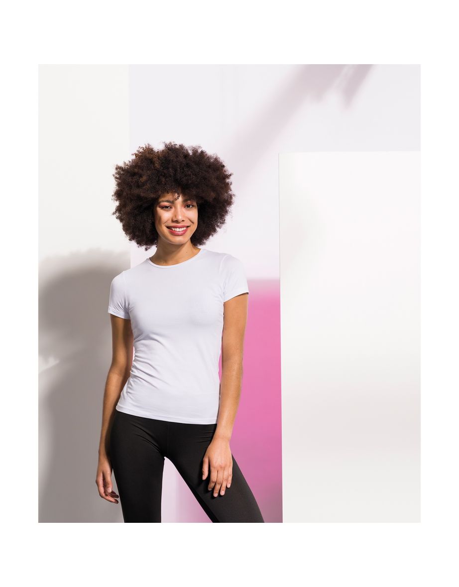 Skinni Fit Womens/Ladies Feel Good Stretch Short Sleeve T-Shirt - White - 2