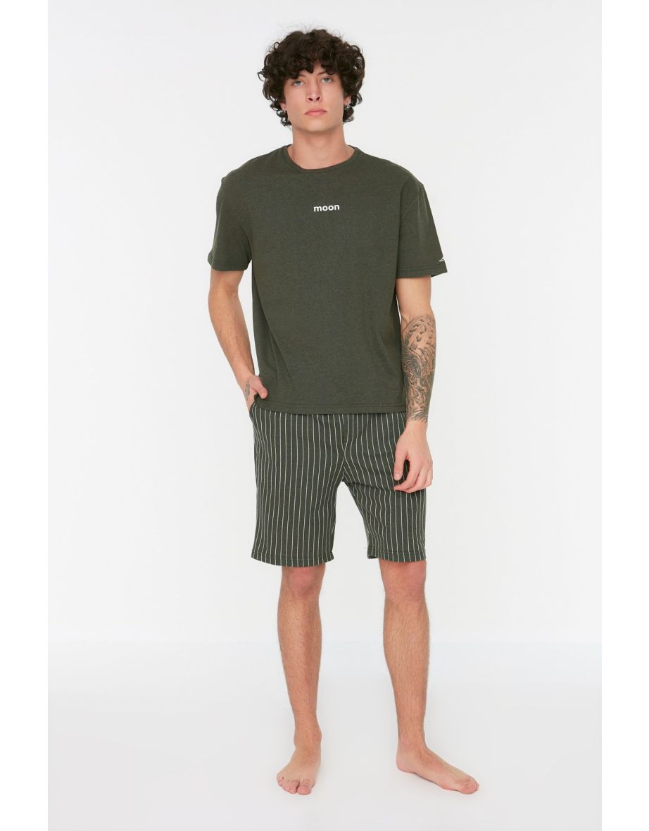 Pajama Set - Khaki - Striped - 4