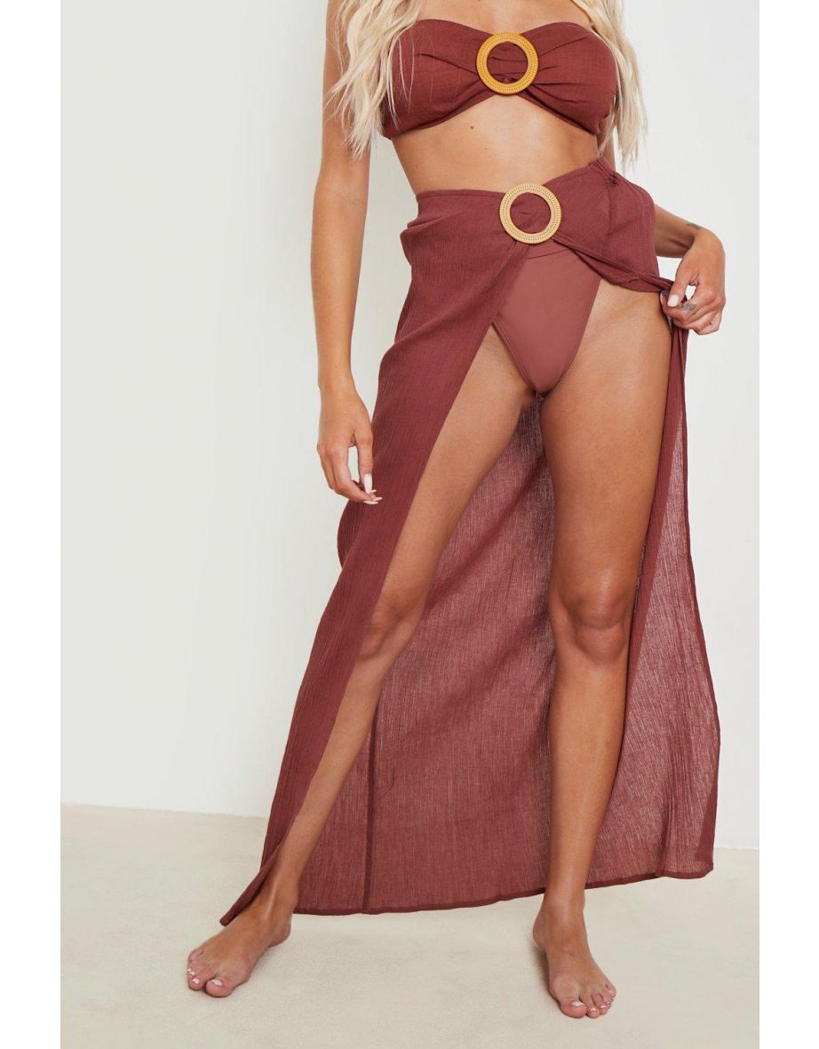 O-ring Tie Maxi Beach Skirt - chocolate - 3