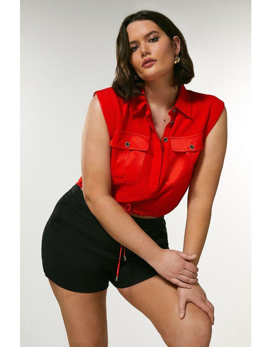 Plus Size Multistitch Matte And Shine Utility Top