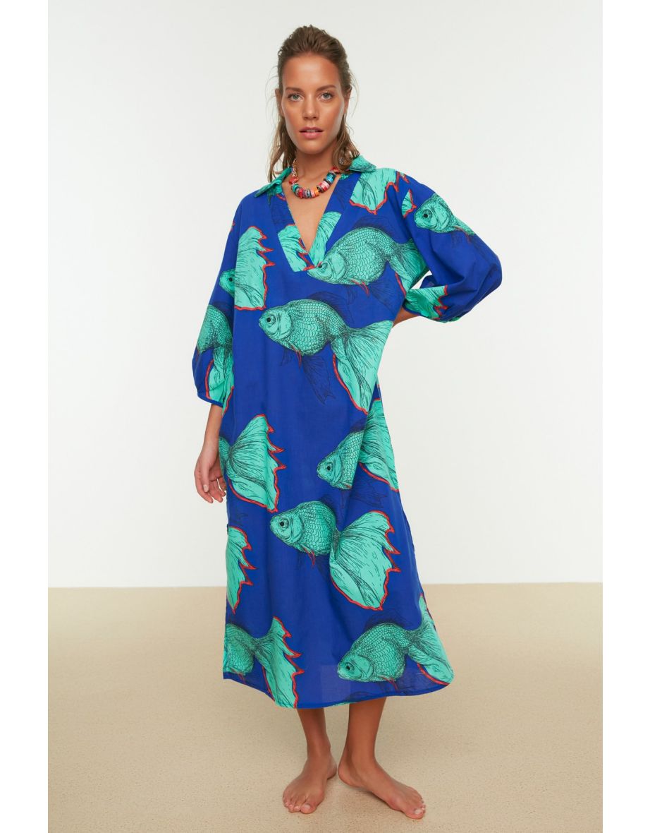 Blue Column Midaxi Dress