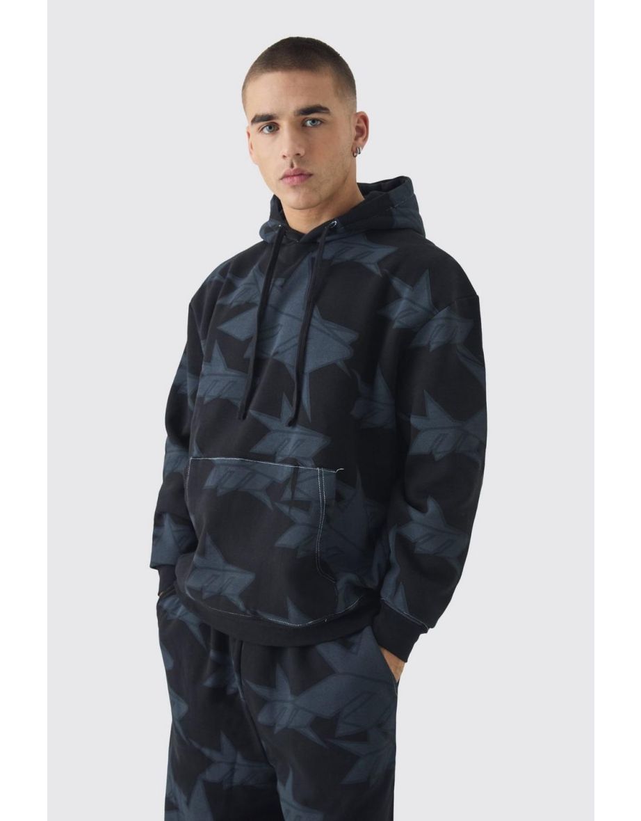 Oversized All Over Star Print Hooded Tracksuit - 2