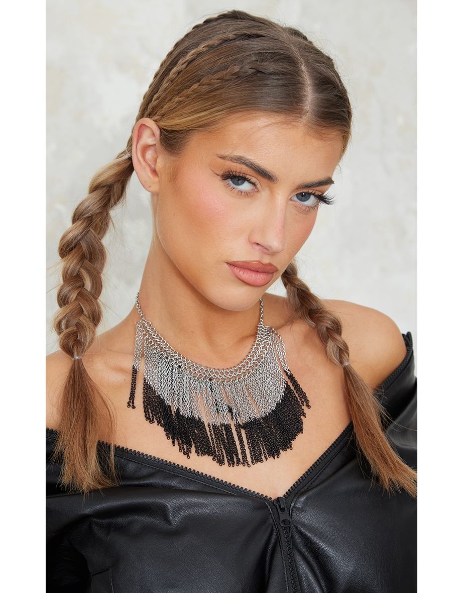 Black Chainmail Tassel Necklace