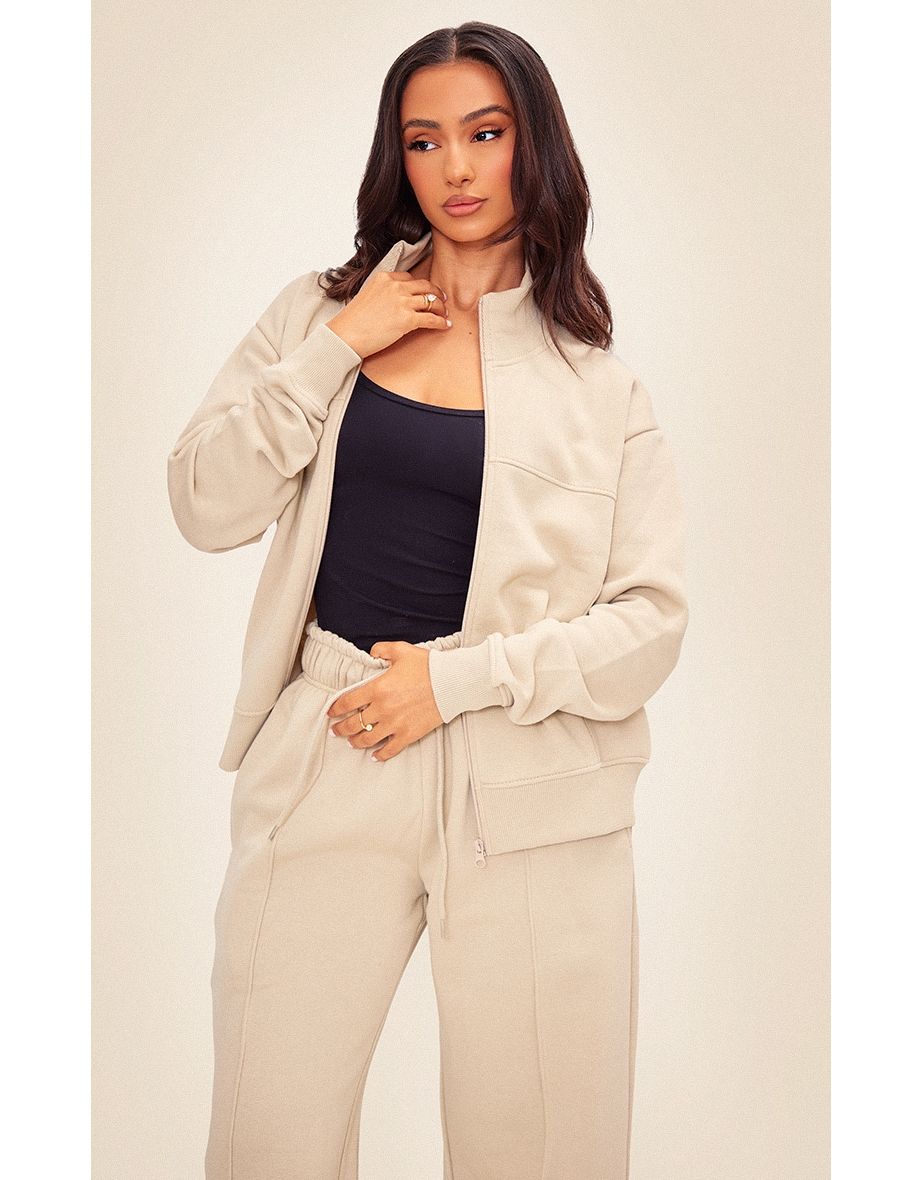 Petite Pebble Seam Detail Zip Through Track Top