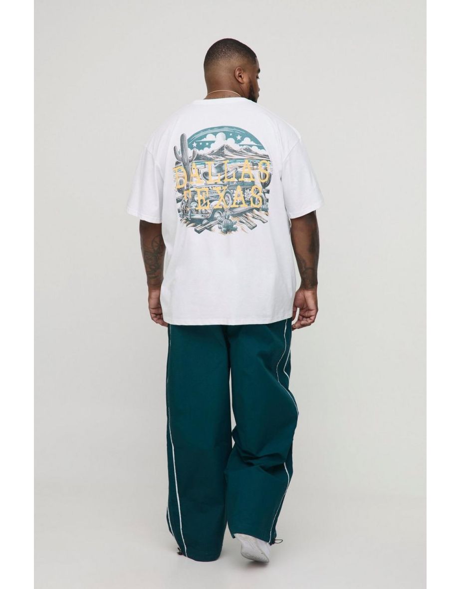 Plus Oversized Western Dallas Texas Landscape Print T-Shirt - white - 2