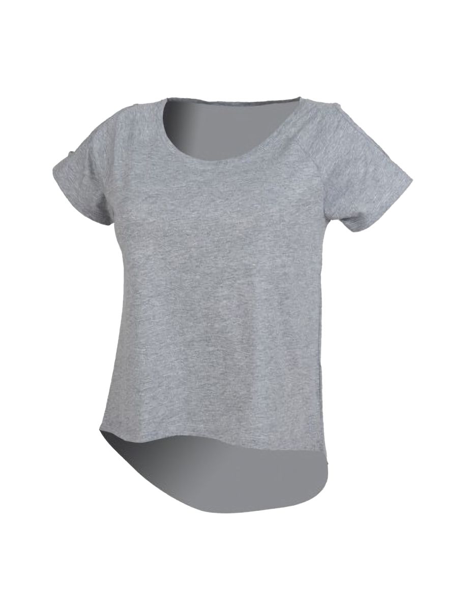 SF Womens/Ladies Plain Short Sleeve T-Shirt With Drop Detail - Heather Grey - 1