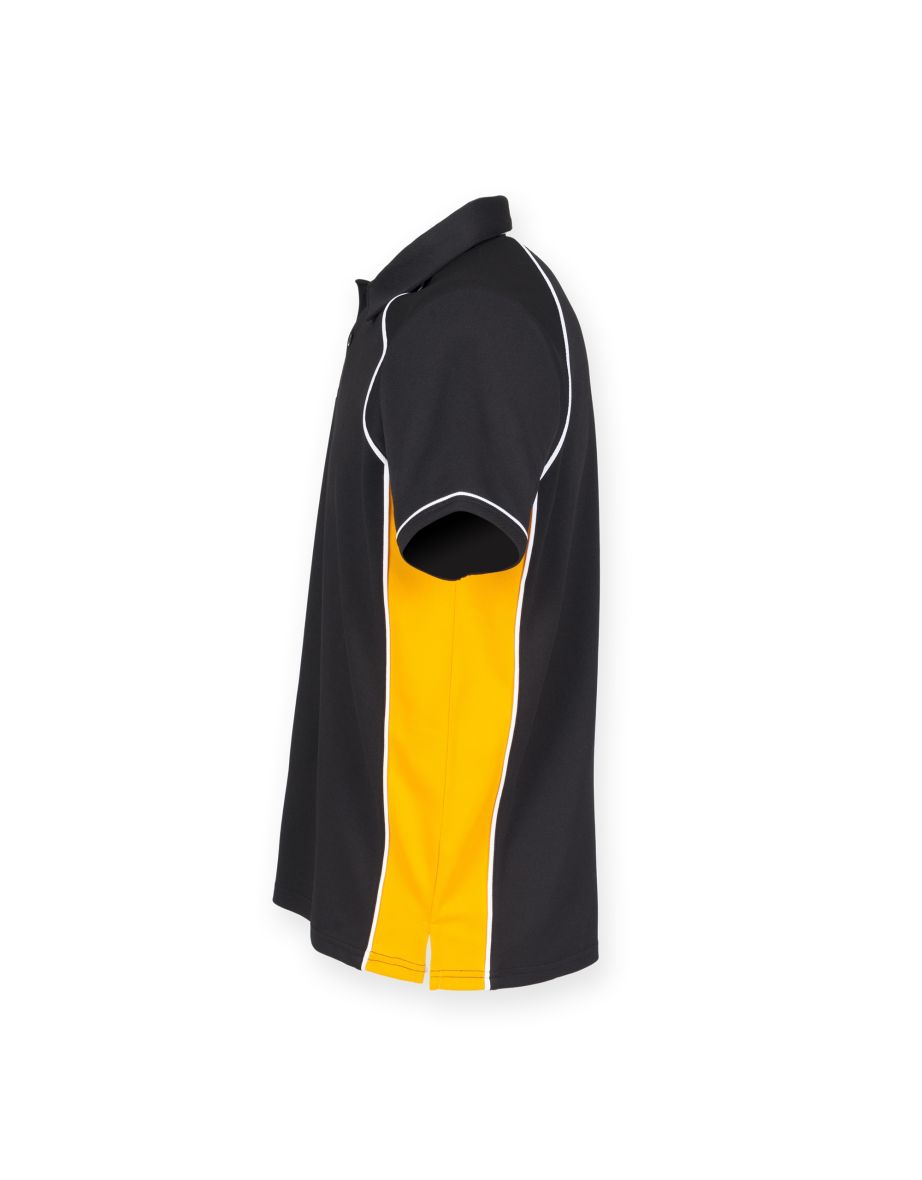 Finden & Hales Mens Piped Performance Sports Polo Shirt - Black/Amber/White - 2