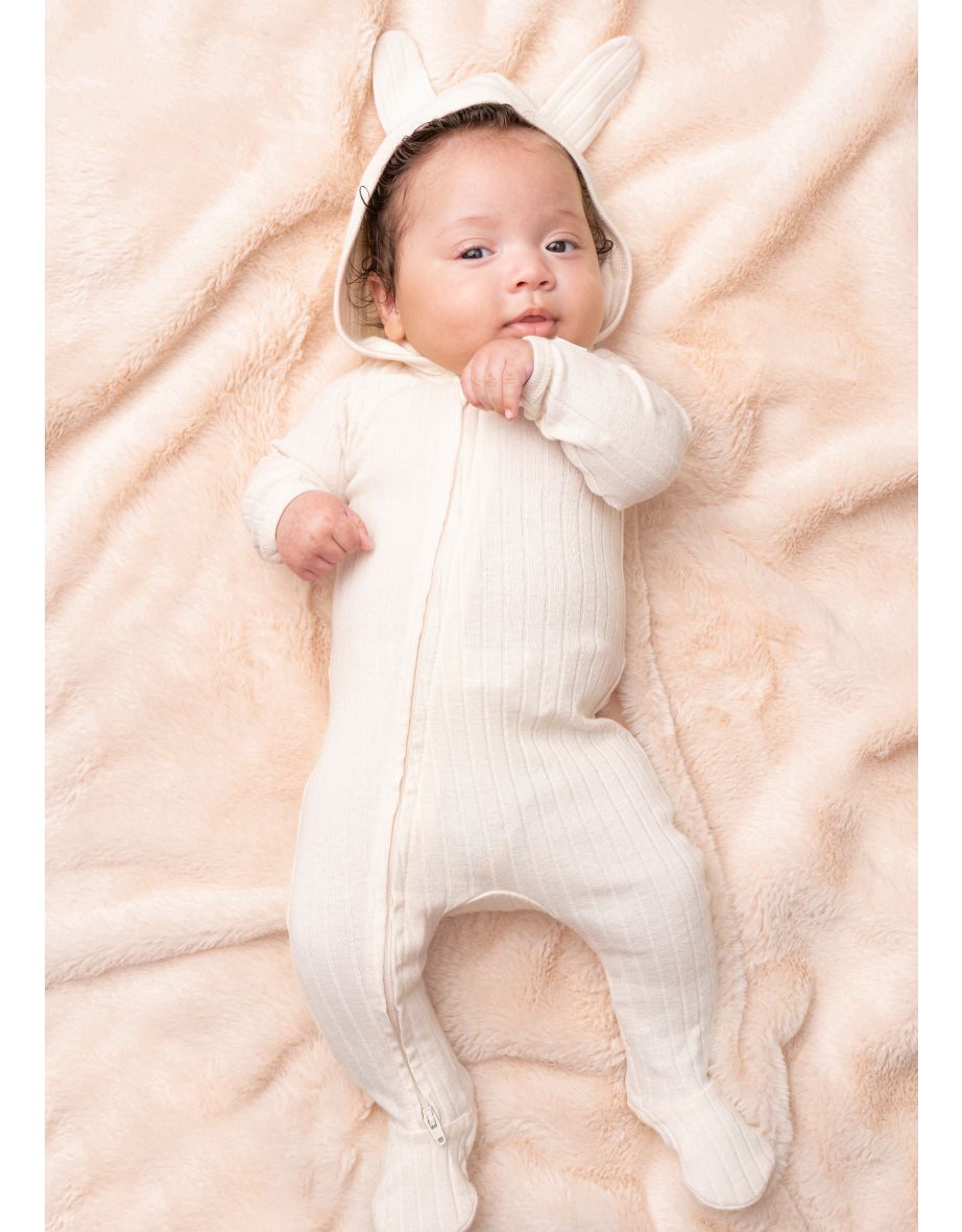 Marley Oatmeal Organic Cotton Bunny Babygrow
