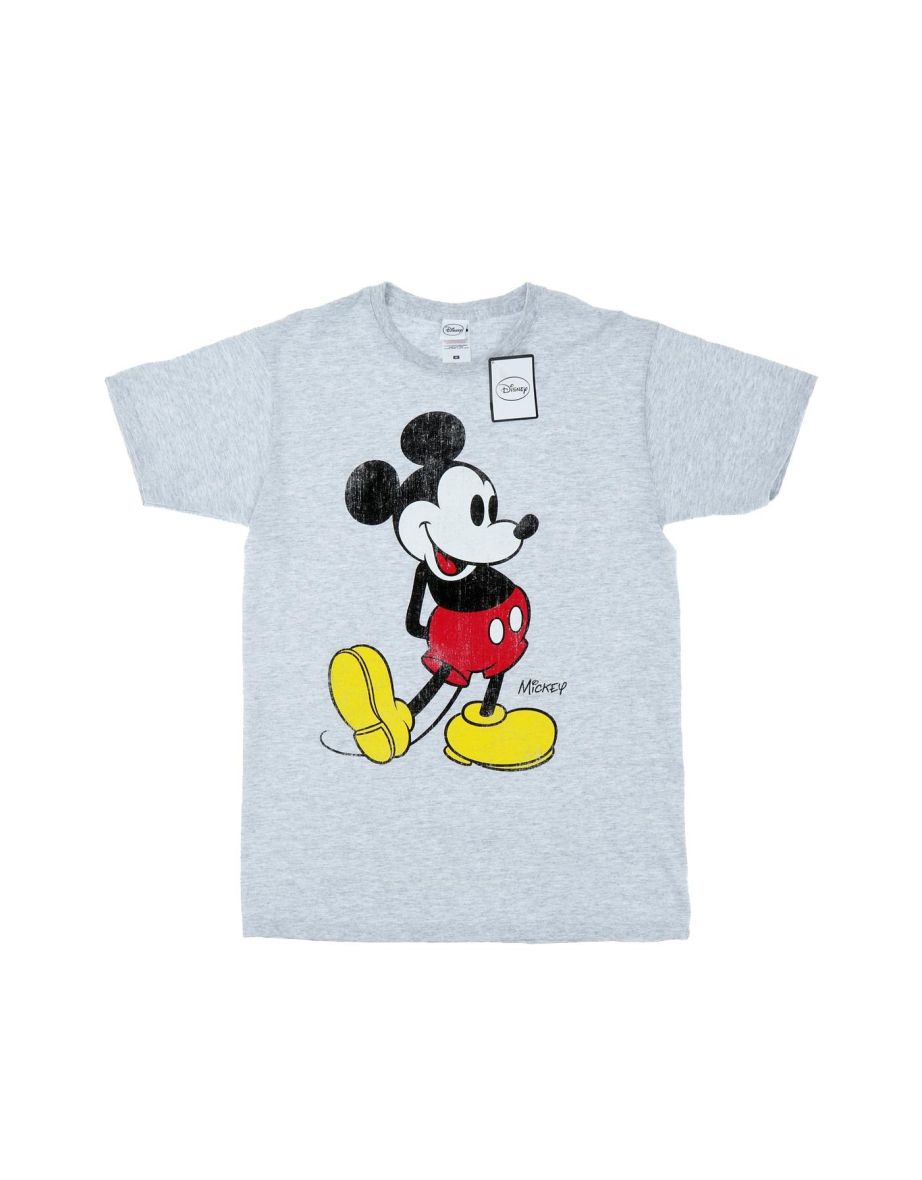 Disney Mens Mickey Mouse Classic Kick T-Shirt - Heather Grey