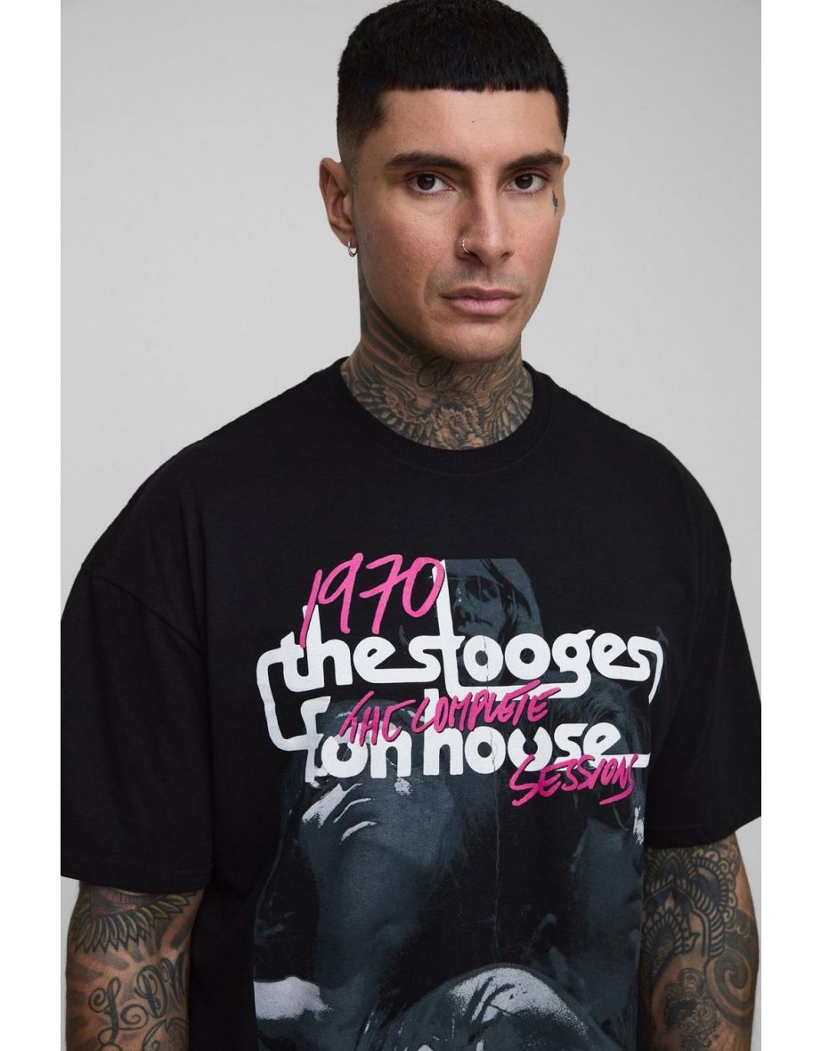 Tall Oversized The Stooges License Print T-Shirt - black - 2