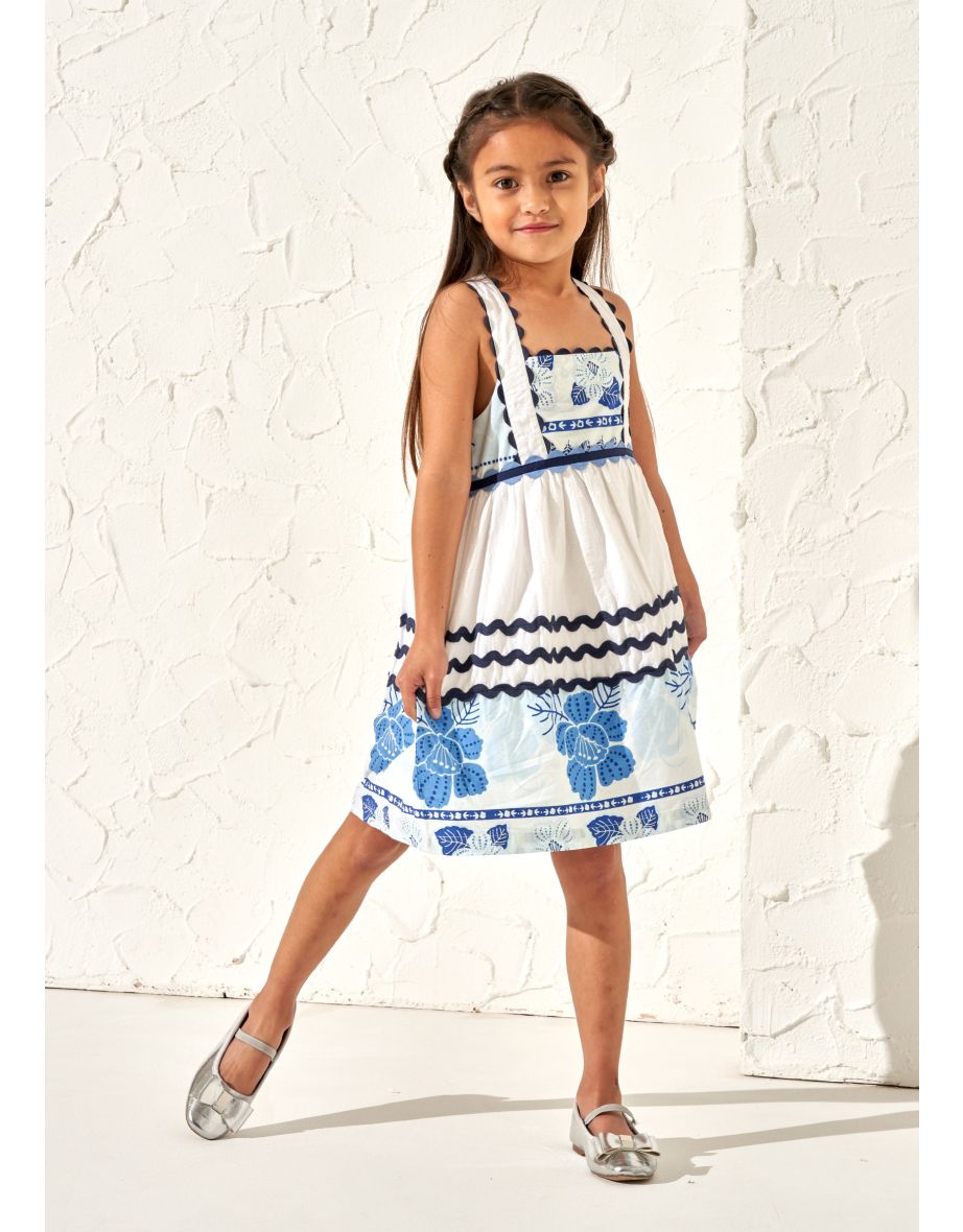 Connie Blue Print Rik Rak Sundress