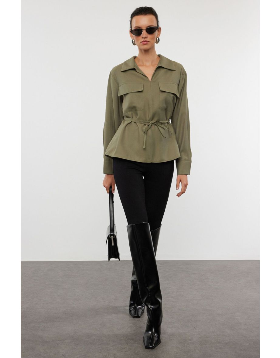 Khaki Belted Shirt