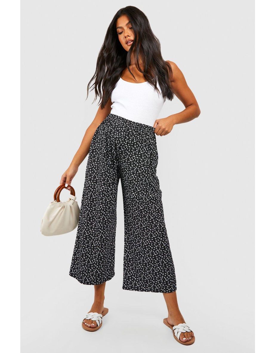 Maternity Ditsy Floral Culottes - black
