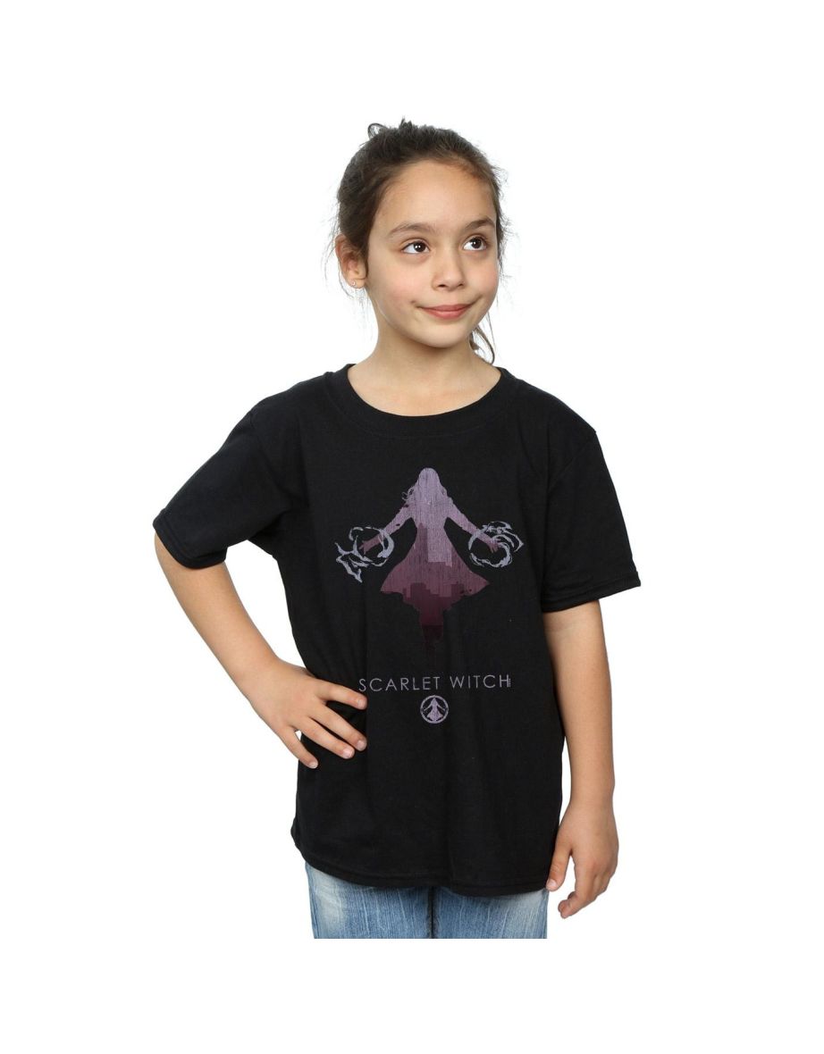 Marvel Girls Scarlet Witch Silhouette Cotton T-Shirt - Black