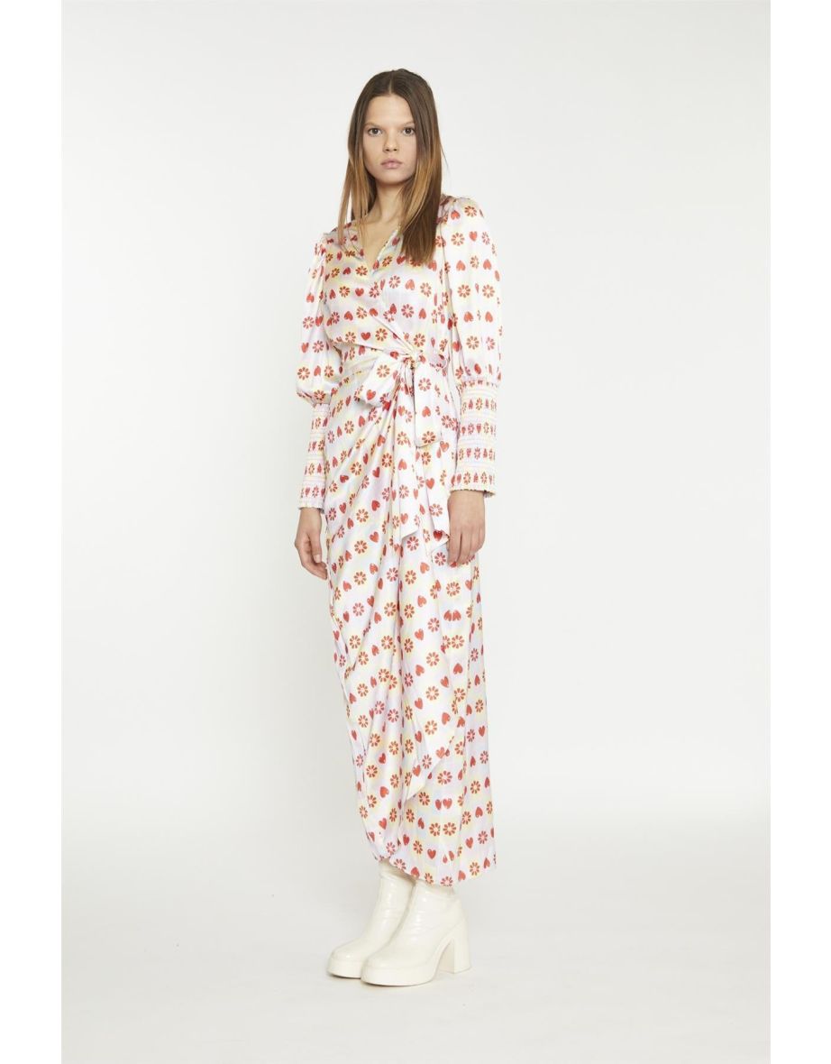 Pastel Tile-Print Wrap Maxi-Dress - 3