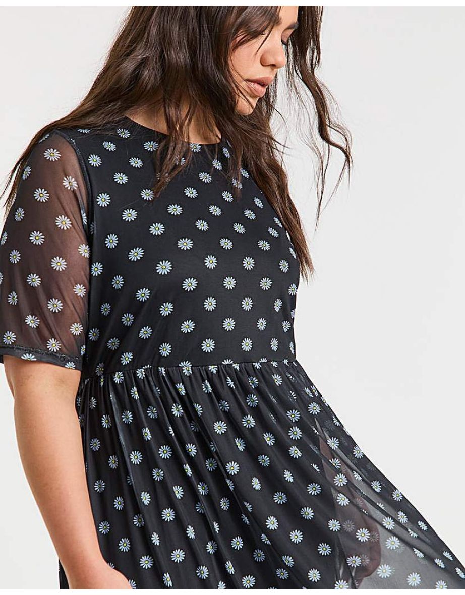 Printed Mesh Midi Dress - 7
