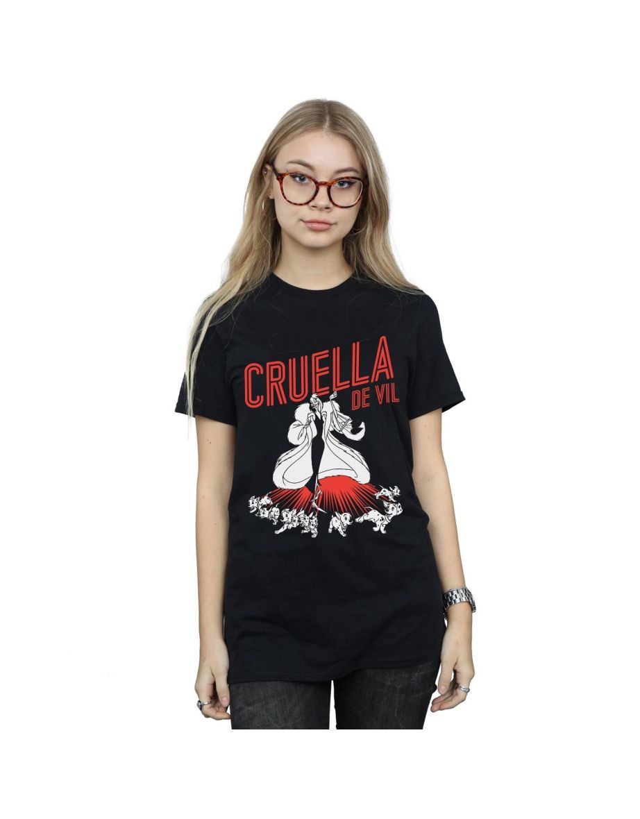 Disney Womens/Ladies Cruella De Vil Dalmatians Cotton Boyfriend T-Shirt