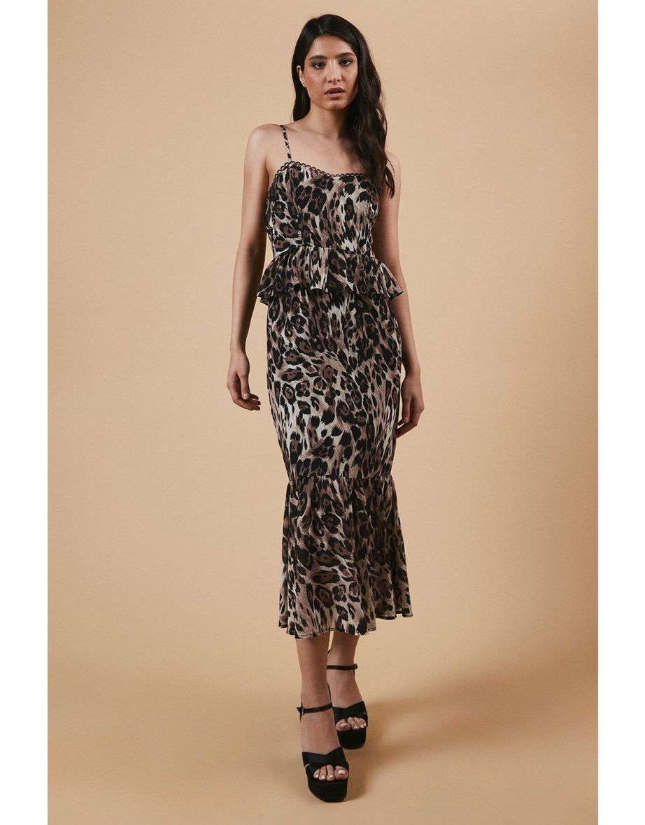 Occasion Leopard Peplum Midaxi Dress