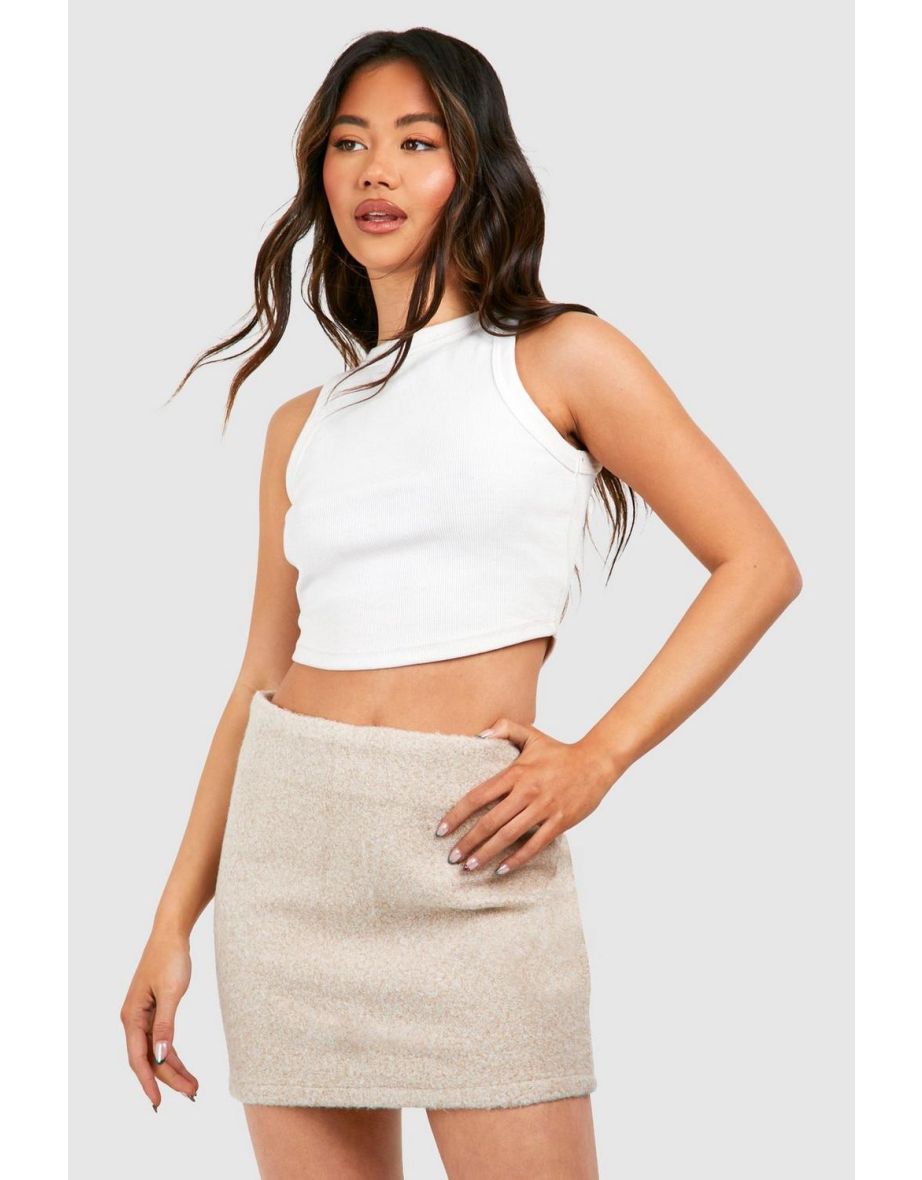 Borg Pelmet Mini Skirt - sand