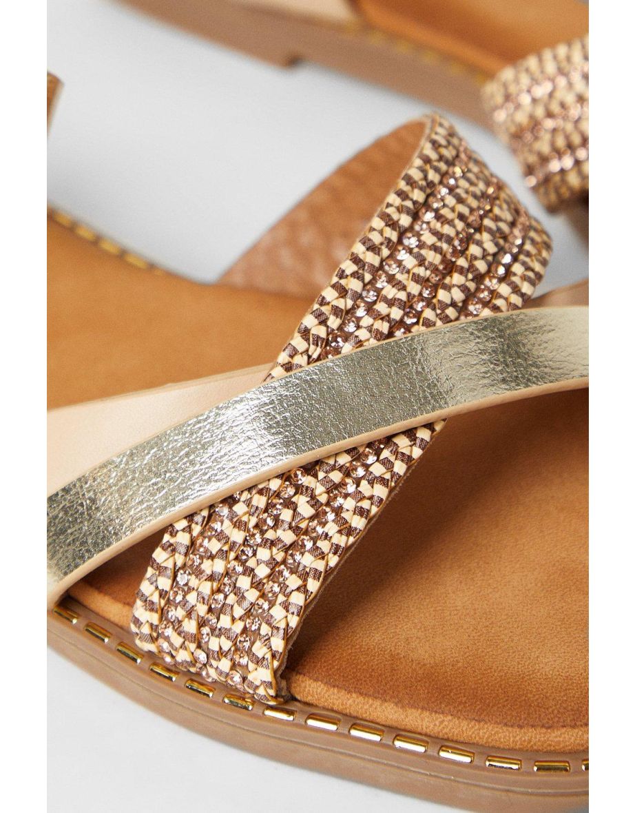 Good For The Sole: Melania Comfort Mixed Material Flat Sandals - 3