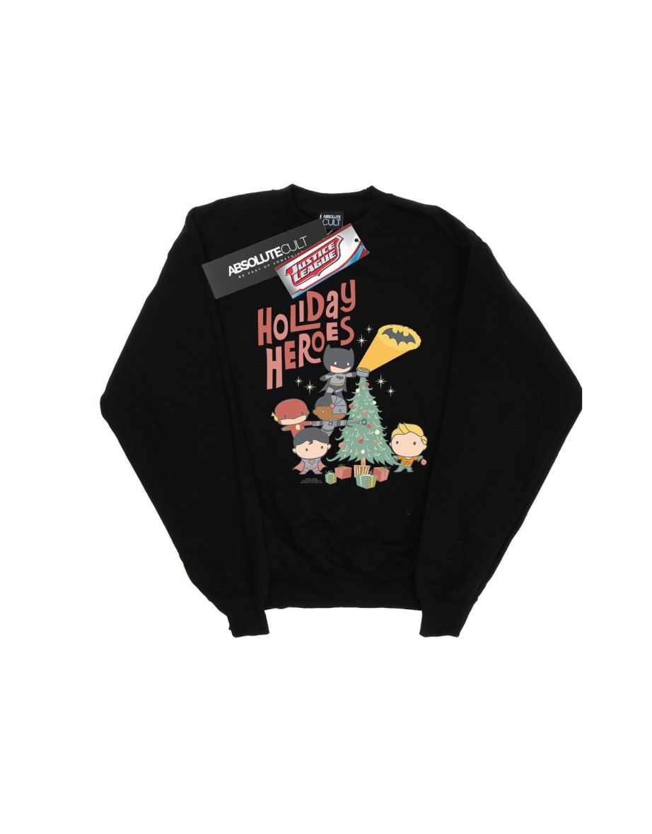 DC Comics Girls Justice League Holiday Heroes Sweatshirt - Black
