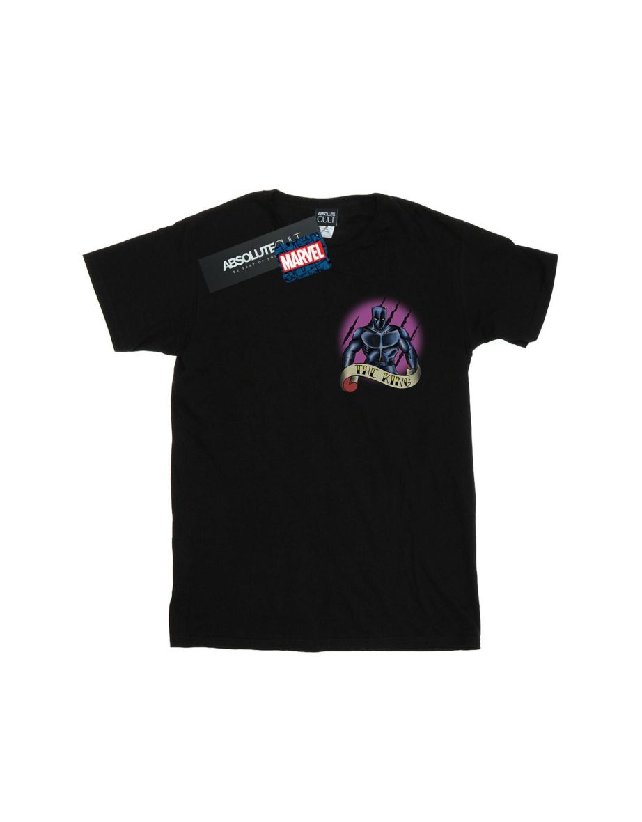 Marvel Boys Black Panther Tattoo Breast Print T-Shirt - Black