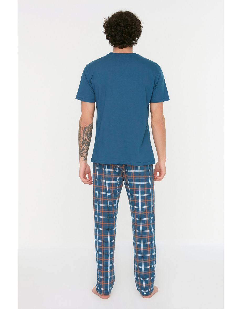 Pajama Set - Dark blue - Plaid - 4