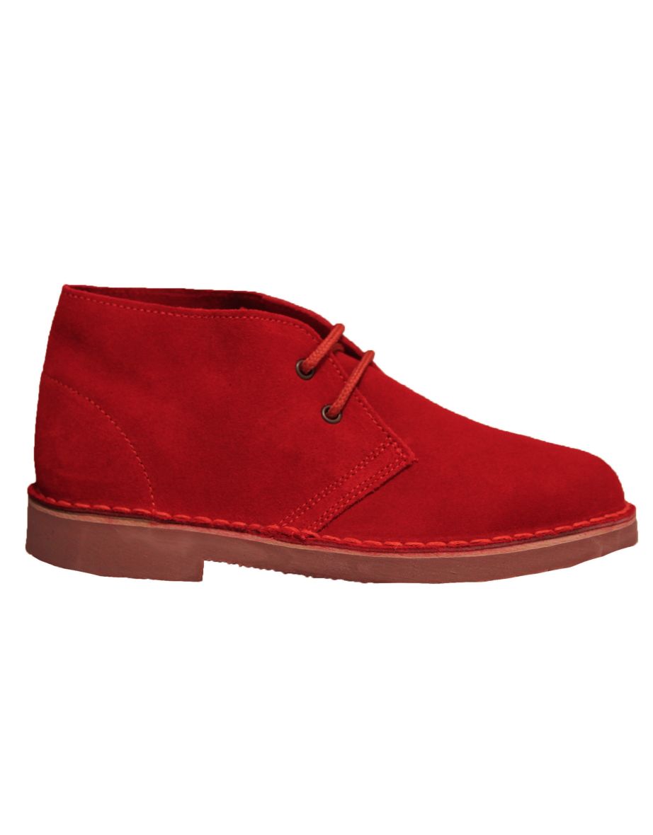 Roamers Mens Real Suede Unlined Desert Boots - Red - 2