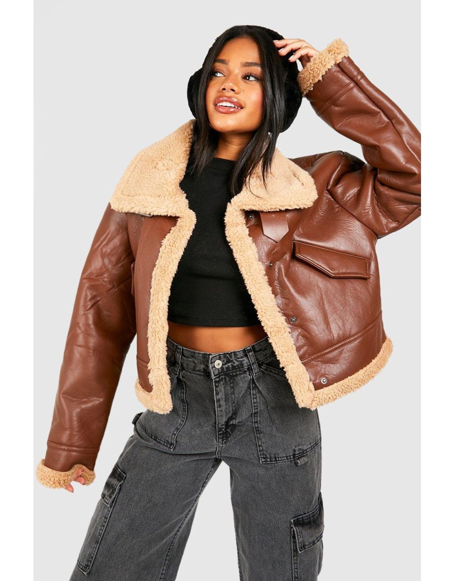 Teddy Trim Aviator - chocolate
