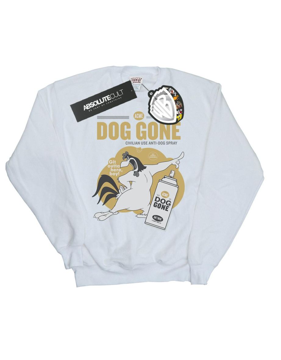 Looney Tunes Girls Foghorn Leghorn Dog Gone Sweatshirt - White