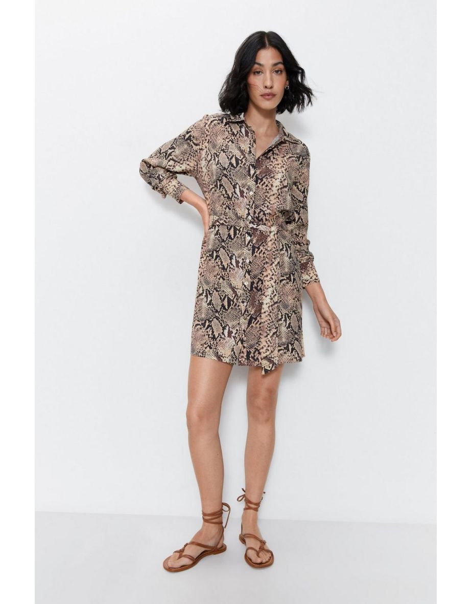 Leopard print shirt dress hot sale warehouse