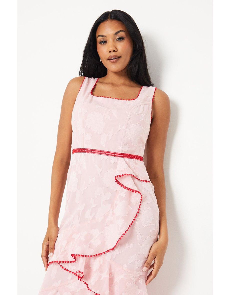 Square Neck Ruffle Dress - 3