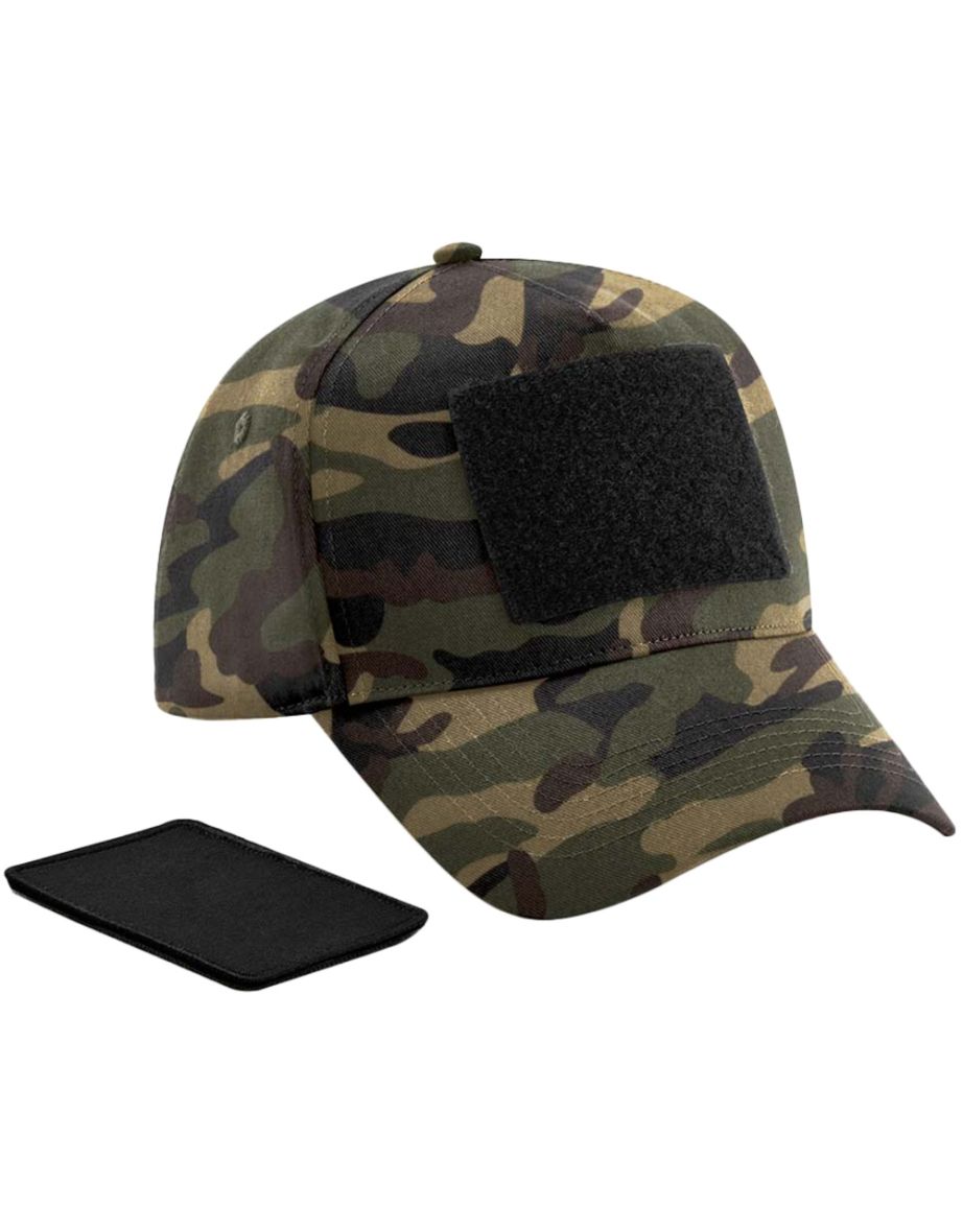 Beechfield 5 Panel Removable Patch Baseball Cap - Jungle Camo