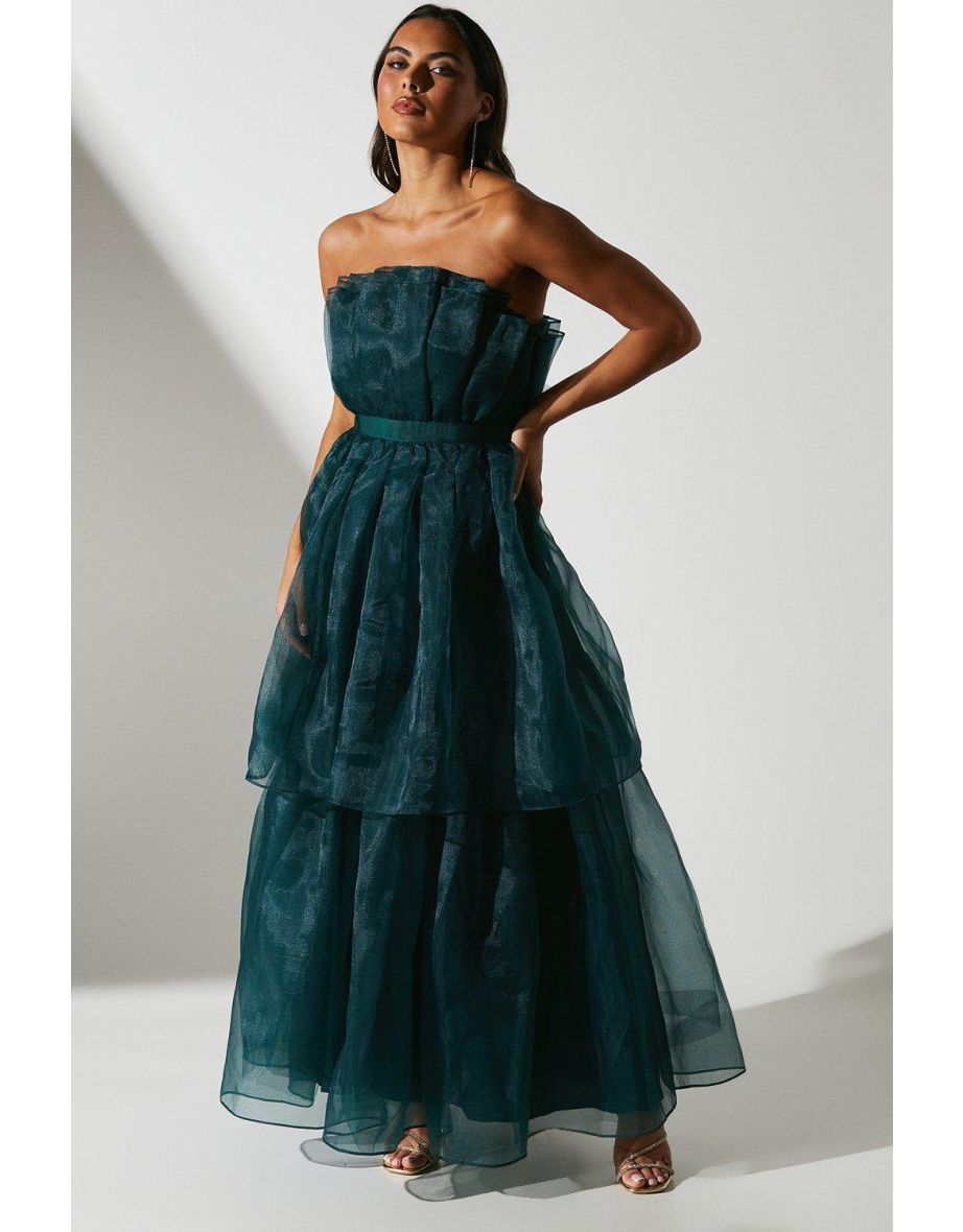 Organza Fan Bodice Gown