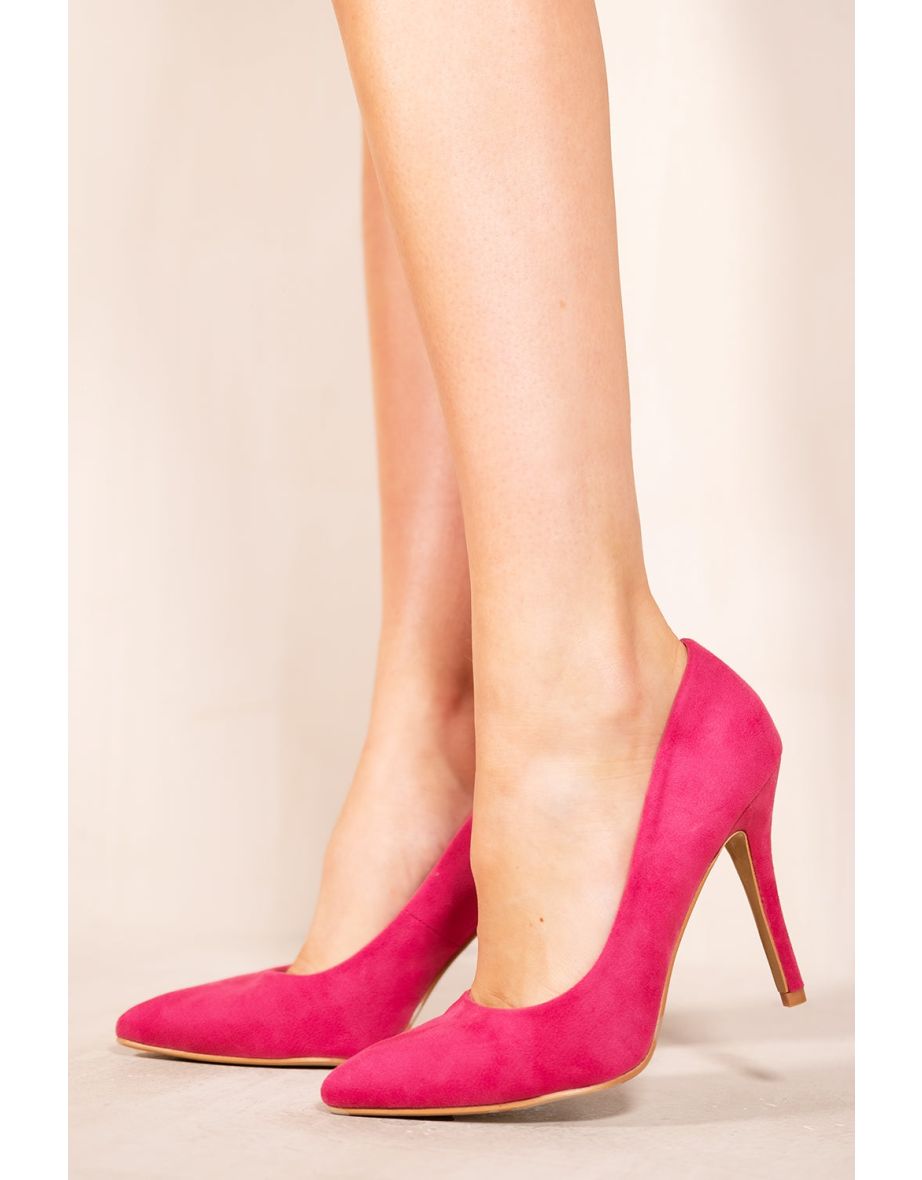 LEAH TOE PUMP HIGH HEEL IN HOT PINK SUEDE